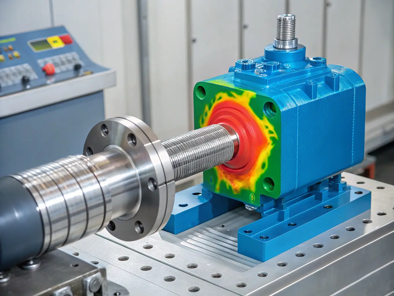 A visual representation of stress distribution on a mechanical component, generated through finite element analysis, illustrating the identification of critical stress points.