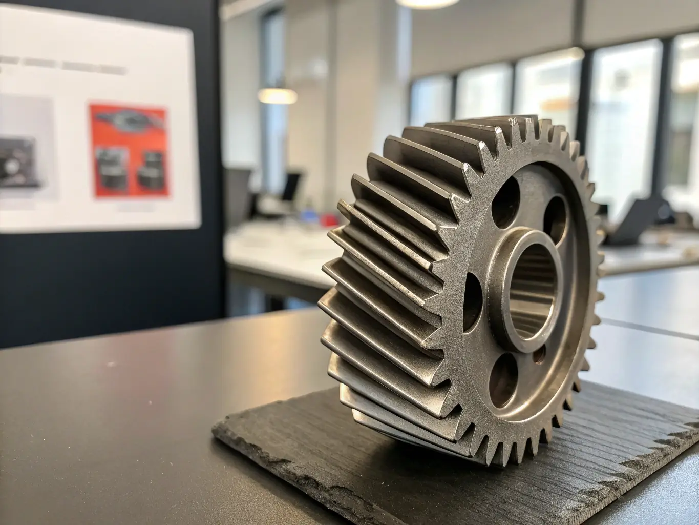 A high-resolution image of a 3D-printed mechanism with complex moving parts, showcasing the precision and capabilities of additive manufacturing in engineering applications.