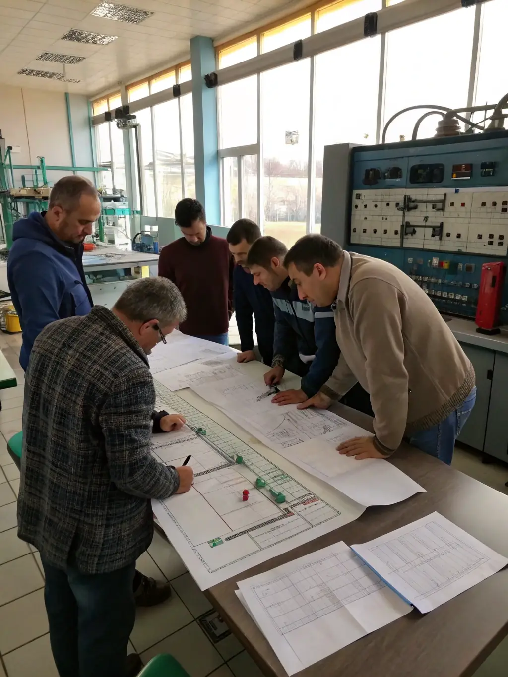 A team of engineers collaborating on a design project, emphasizing Neoforge LLC's collaborative approach and expertise in engineering solutions.